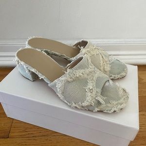 Maryam Nassir Zadeh Agatha slides | MNZ denim low heel mules 40 8 8.5 9